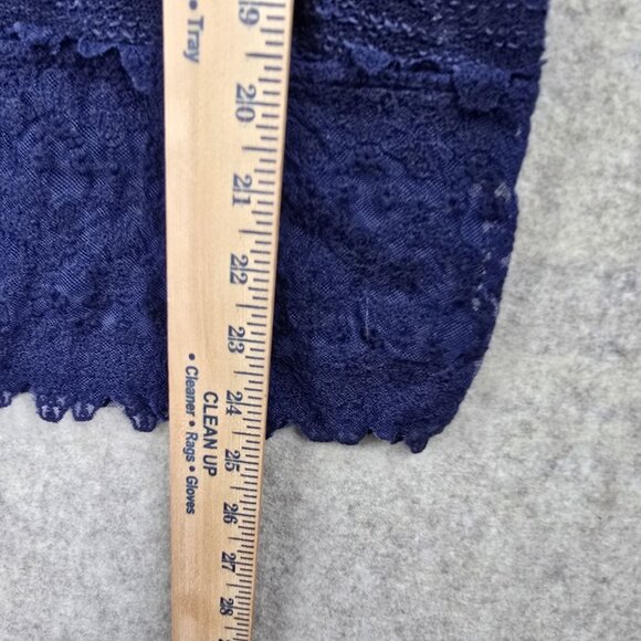 Charming Charlie Womens Navy Blue Lace-Trim Long-Sleeve Knit Top - Picture 6 of 6